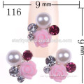 Pink Rose flower Fashion metal stud nail rhinestone alloy nail art 3d nail art rhinestone